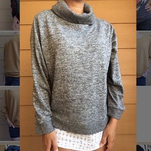 Gray lace turtleneck sweater